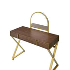 Coiffeuse contemporaine Okak avec miroir, coiffeuse de maquillage avec LED réglable, table de maquillage avec 7 tiroirs pour chambre à coucher