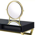 Coiffeuse contemporaine Okak avec miroir, coiffeuse de maquillage avec LED réglable, table de maquillage avec 7 tiroirs pour chambre à coucher