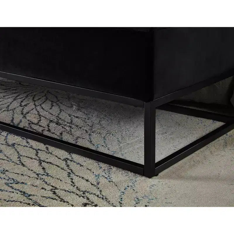 Okak 58.6 Panca contenitore in velluto con bottoni capitonné, base in metallo imbottita, poggiapiedi, sgabello, panca da letto per ingresso e camera da letto