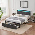 Bed Frame, Platform Upholstered Bed Frame, with 2 Storage Drawers and Button Tufted Headboard, Heavy Metal Slat Support, Noise Free
