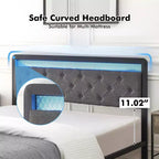 Struttura Letto, Letto Imbottito con Piattaforma, con 2 Cassetti Contenitori e Testiera Trapuntata con Bottoni, Supporto Robusto a Doghe Metalliche, Silenzioso