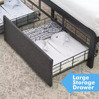 Struttura Letto, Letto Imbottito con Piattaforma, con 2 Cassetti Contenitori e Testiera Trapuntata con Bottoni, Supporto Robusto a Doghe Metalliche, Silenzioso