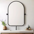 MAYEERTY 32x23in Wrought Iron Rounded Arch Black Swivel Metal Hanging Mirror