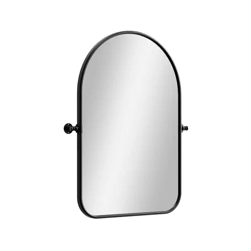 MAYEERTY Miroir suspendu pivotant en métal noir avec arche arrondie en fer forgé 32x23 pouces