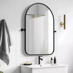 MAYEERTY Miroir suspendu pivotant en métal noir avec arche arrondie en fer forgé 32x23 pouces