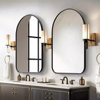 MAYEERTY Miroir suspendu pivotant en métal noir avec arche arrondie en fer forgé 32x23 pouces