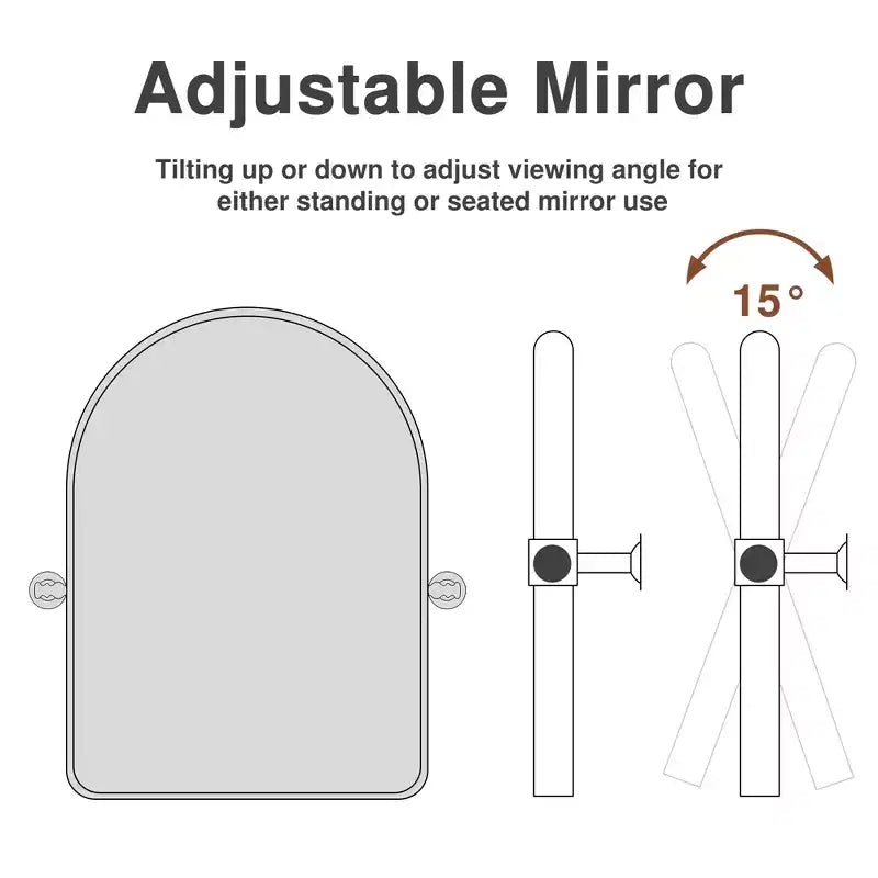 MAYEERTY Miroir suspendu pivotant en métal noir avec arche arrondie en fer forgé 32x23 pouces