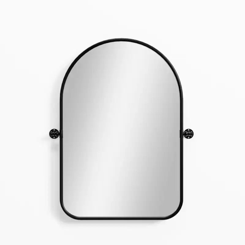 MAYEERTY Miroir suspendu pivotant en métal noir avec arche arrondie en fer forgé 32x23 pouces