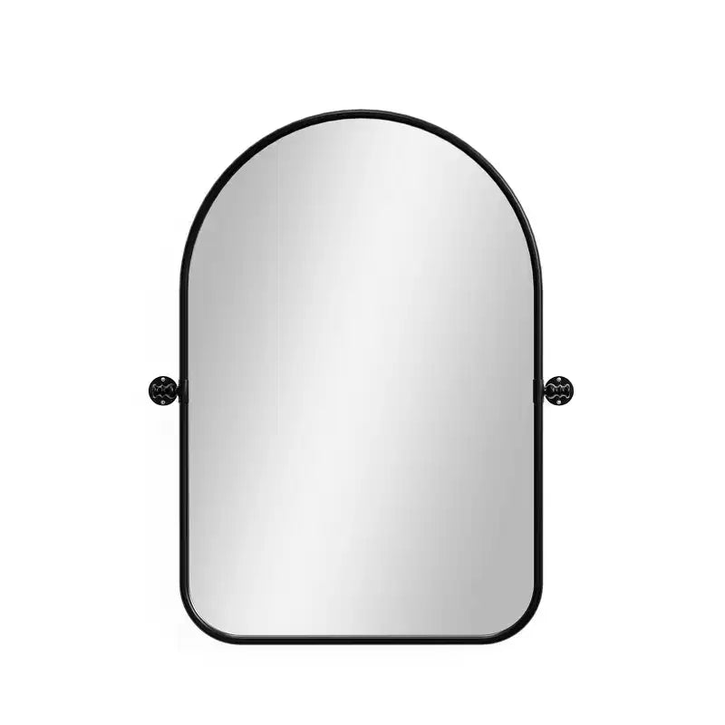 MAYEERTY Miroir suspendu pivotant en métal noir avec arche arrondie en fer forgé 32x23 pouces
