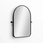 MAYEERTY Miroir suspendu pivotant en métal noir avec arche arrondie en fer forgé 32x23 pouces