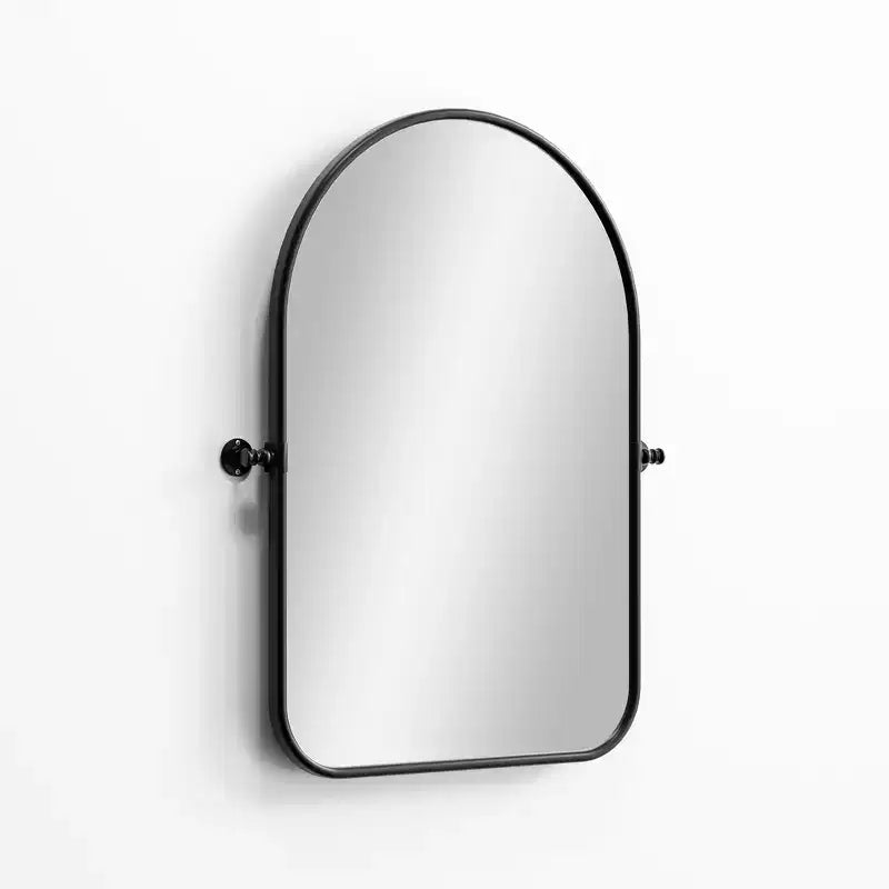 MAYEERTY Miroir suspendu pivotant en métal noir avec arche arrondie en fer forgé 32x23 pouces