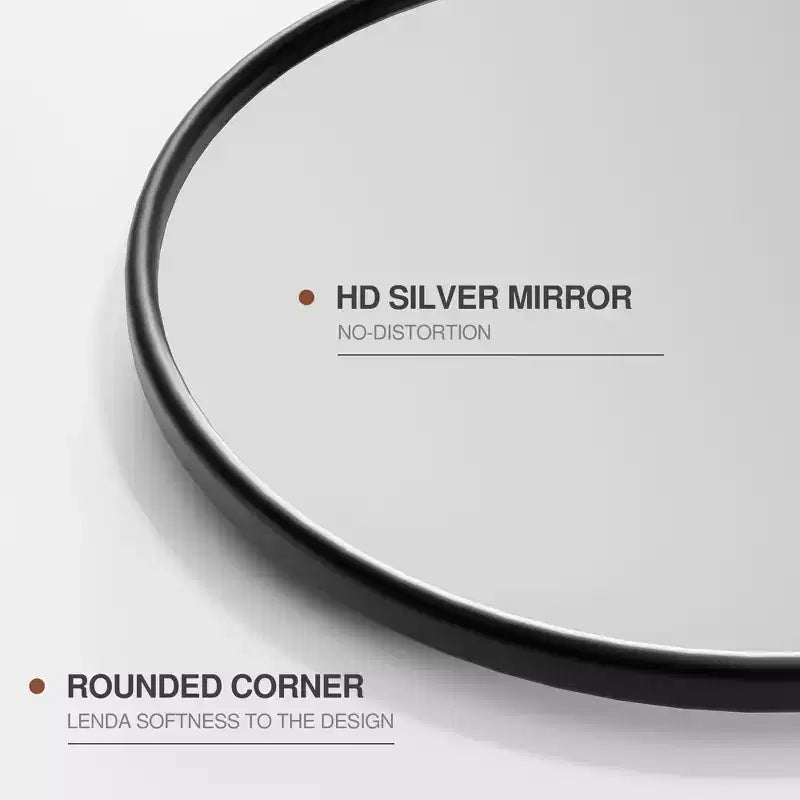 MAYEERTY Miroir suspendu pivotant en métal noir avec arche arrondie en fer forgé 32x23 pouces