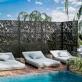 MAYEERTY 72x47 Black Outdoor Natural Privacy Panel Screen, 3 Piece Set Natural Folding Divider for Backyard and Garden