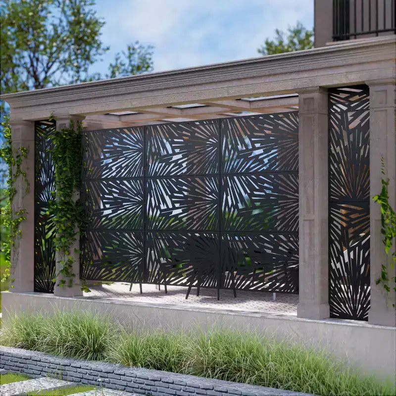 MAYEERTY 72x47 Pannello Paravento per Esterni Nero, Set da 3 Pezzi Divisorio Pieghevole Naturale per Cortile e Giardino
