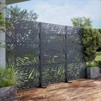MAYEERTY 72x47 Pannello Paravento per Esterni Nero, Set da 3 Pezzi Divisorio Pieghevole Naturale per Cortile e Giardino