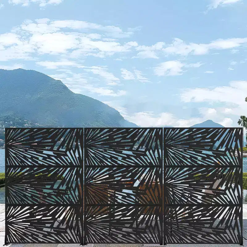 MAYEERTY 72x47 Pannello Paravento per Esterni Nero, Set da 3 Pezzi Divisorio Pieghevole Naturale per Cortile e Giardino