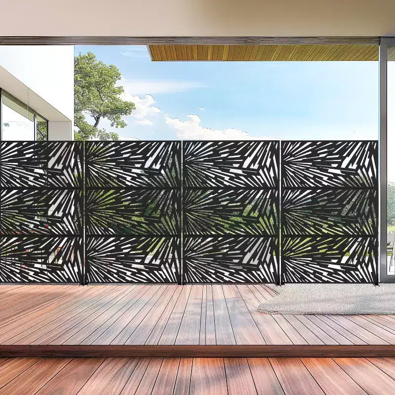 MAYEERTY 72x47 Pannello Paravento per Esterni Nero, Set da 3 Pezzi Divisorio Pieghevole Naturale per Cortile e Giardino