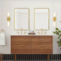 MAYEERTY 9.45x6.30x1.97in Wrought Iron Gold Rounded Rectangle Mirror Cabinet