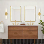 MAYEERTY 9.45x6.30x1.97in Wrought Iron Gold Rounded Rectangle Mirror Cabinet