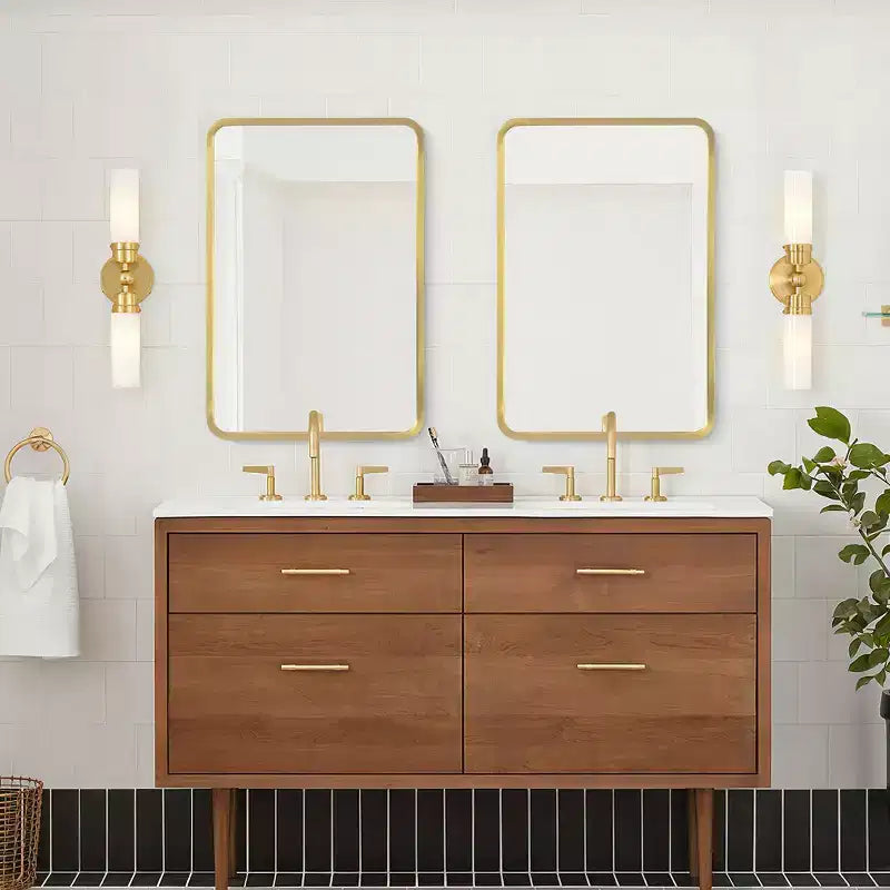 MAYEERTY 9.45x6.30x1.97in Wrought Iron Gold Rounded Rectangle Mirror Cabinet
