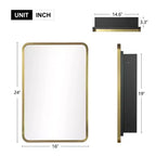 MAYEERTY 24x16x5cm Armadietto a specchio rettangolare arrotondato in ferro battuto dorato