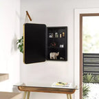 MAYEERTY 24x16x5cm Armadietto a specchio rettangolare arrotondato in ferro battuto dorato
