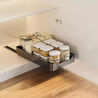 Kitchen Pull Out Cabinet Organizer Fixed With Adhesive Film, Heavy Duty Storage and Organization Slide Out Pantry Shelves Sliding Drawer Pantry Shelf