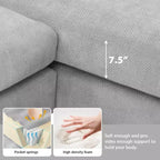 Canapé d'angle surdimensionné Okak Luxury 119 places en forme de L avec méridienne et 2 oreillers, canapé en chenille nuage pour salon, appartement, bureau, bleu