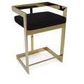 HomeRoots 30 Black and Gold Velvet and Stainless Steel Low Back Bar Height Bar Chair