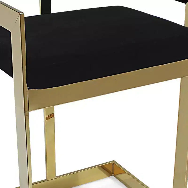HomeRoots 30 Chaise de bar haute à dossier bas en velours noir et or et acier inoxydable