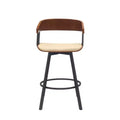 HomeRoots 27 Cream and Black Faux Leather with Metal Swivel Counter Height Bar Chair