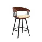 HomeRoots Sgabello da Bar Girevole altezza bancone 27, in finta pelle crema e nera con metallo