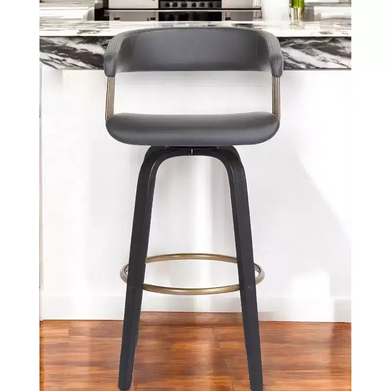 Chaise de bar pivotante HomeRoots 26, hauteur comptoir, en similicuir gris et noir