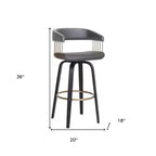 Chaise de bar pivotante HomeRoots 26, hauteur comptoir, en similicuir gris et noir