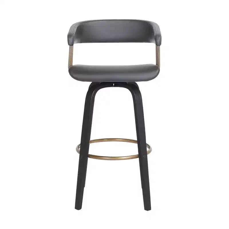 Chaise de bar pivotante HomeRoots 26, hauteur comptoir, en similicuir gris et noir