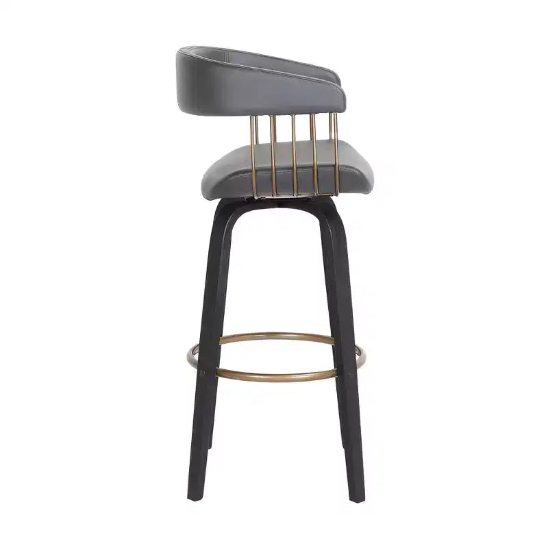 Chaise de bar pivotante HomeRoots 26, hauteur comptoir, en similicuir gris et noir