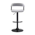 HomeRoots Light Gray and Black Fabric with Metal Swivel Adjustable Height Bar Chair