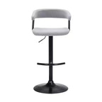 HomeRoots Light Gray and Black Fabric with Metal Swivel Adjustable Height Bar Chair