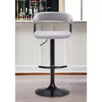 Sedia da bar HomeRoots girevole regolabile in altezza in tessuto grigio chiaro e nero con struttura in metallo
