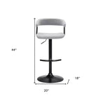 Sedia da bar HomeRoots girevole regolabile in altezza in tessuto grigio chiaro e nero con struttura in metallo