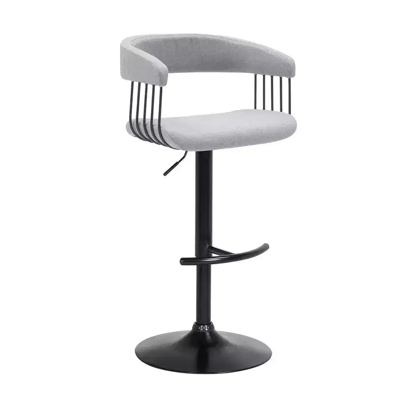 Sedia da bar HomeRoots girevole regolabile in altezza in tessuto grigio chiaro e nero con struttura in metallo