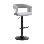 Sedia da bar HomeRoots girevole regolabile in altezza in tessuto grigio chiaro e nero con struttura in metallo