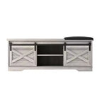 HomeRoots 47 Gray And Black Wood And Faux Leather Storage Bench with Shelves
