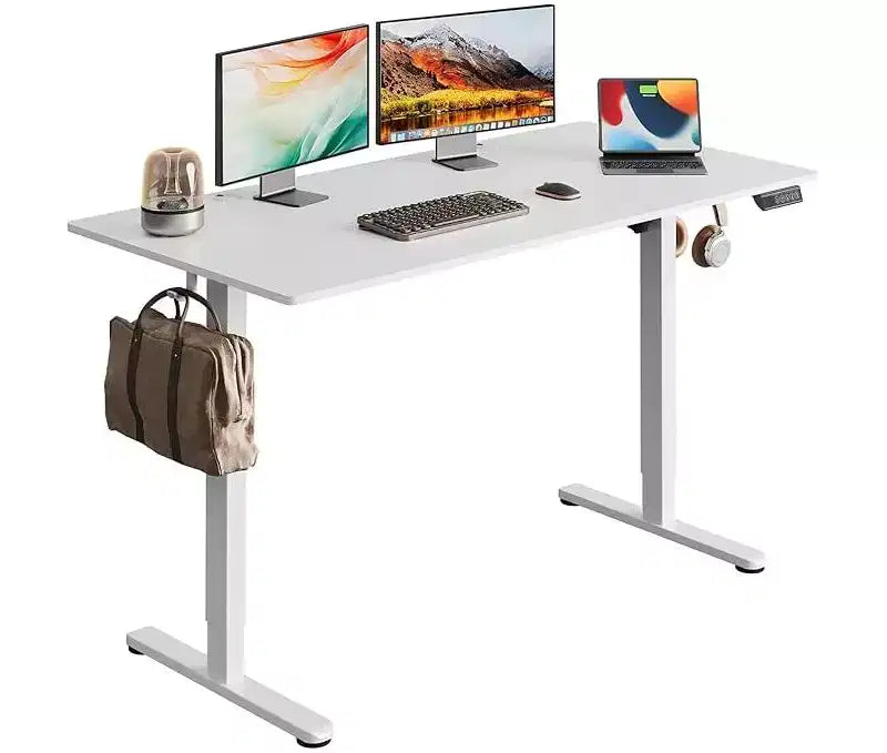 GALAXHERO Bureau debout électrique réglable avec réglages de mémoire et plateau monobloc, bureau d'ordinateur pour bureau à domicile, 55 x 28, blanc