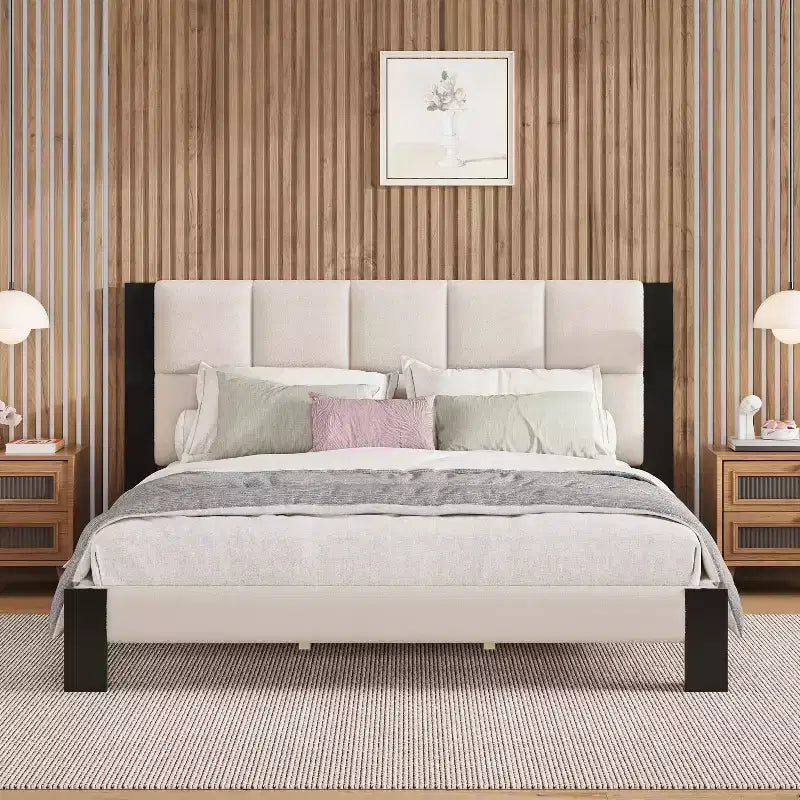 Christopher Knight Home Selene Contemporary Square-Stitched Boucle Upholstered Bed