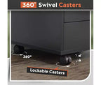 Cassettiera in legno a 5 cassetti GALAXHERO con mobile superiore, cassettiera mobile per ufficio, nero