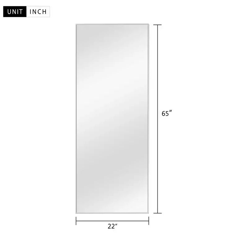 MAYEERTY 64.17x21.26x0.59 pollici Specchio a figura intera rettangolare argento con bordo sottile in alluminio ad angolo retto con supporto