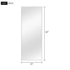 MAYEERTY 64.17x21.26x0.59 pollici Specchio a figura intera rettangolare argento con bordo sottile in alluminio ad angolo retto con supporto