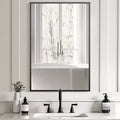 MAYEERTY 35.83x24.02x0.59in Aluminum Thin Edge Right Angle Rectangle Black Hanging Mirror Double Sided