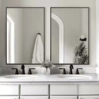 MAYEERTY 35.83x24.02x0.59in Specchio da parete rettangolare nero a filo in alluminio con bordo sottile, reversibile